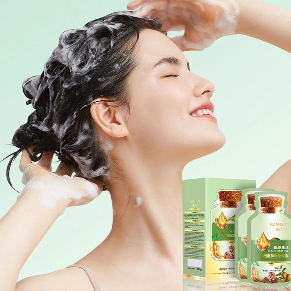 Champú para teñir el cabello con burbujas de plantas naturales