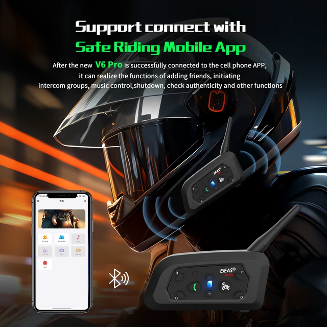 Motorcycle Intercomunicador V6 Moto Helmet Bluetooth Intercom Interphone  Headset