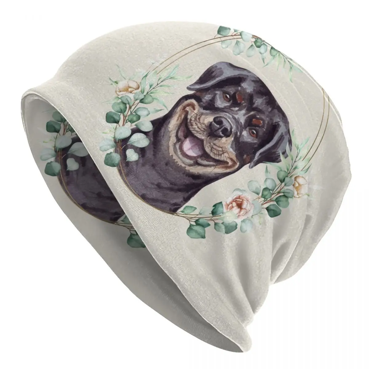 

Поворотная шапка в цветочек с золотым венком, шапки, крутая вязаная шапка для женщин и мужчин, теплые зимние шапки для любимых животных, облегающие шапки, шапки