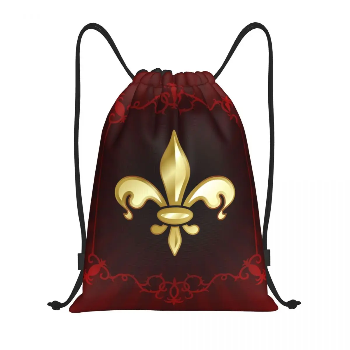 

Luxury Lily Flower Fleur-De-Lys Drawstring Bag Portable Sports Gym Sackpack Fleur De Lis Lily Flower Shopping Backpacks