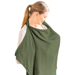 Breathable Cotton Muslin Nursing Cover - Stylish Outdoor Privacy Apron (Army Green)