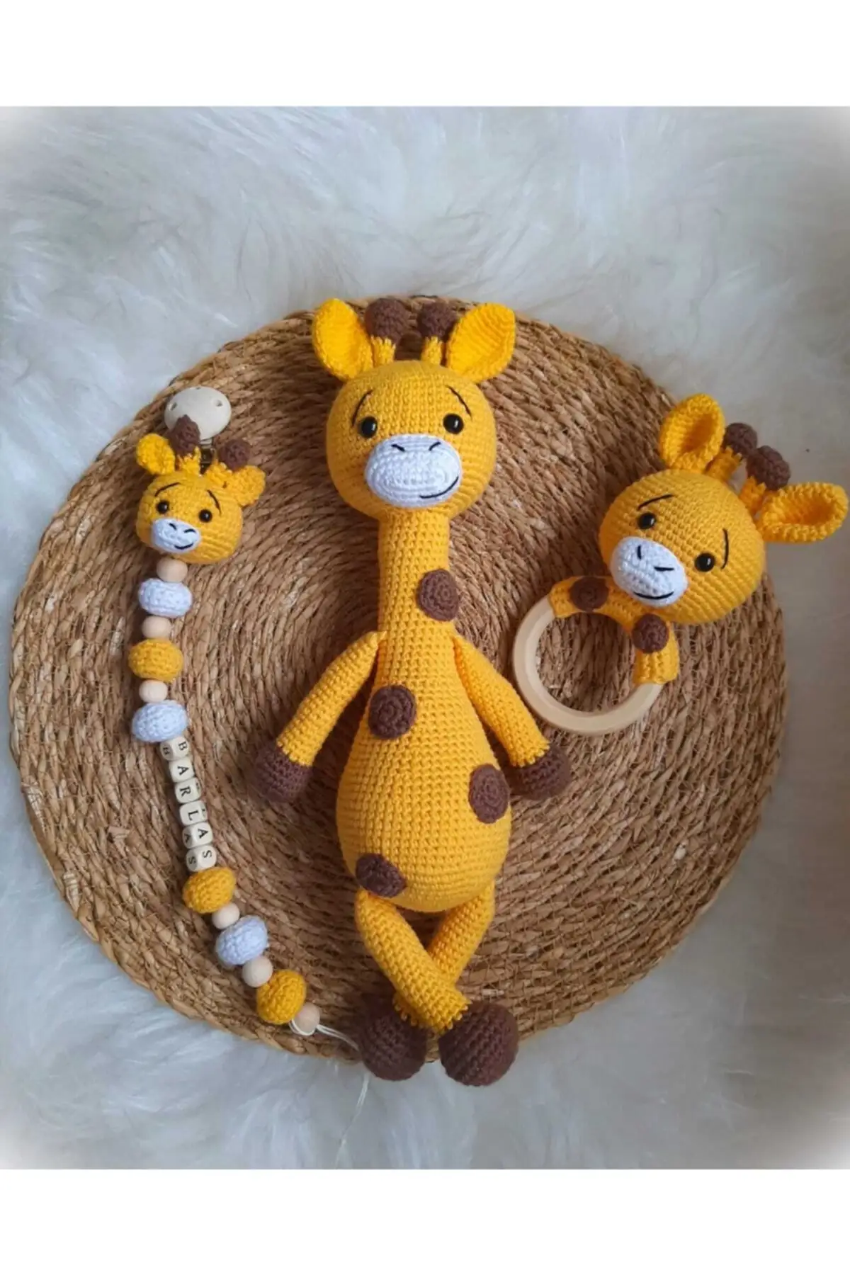 Amigurumi Giraffe Sleeping Friend Pacifier Chain Rattle Set baby pacifier chain music rattle cartoon cute little bear with pacifier plush doll toys baby rattle toy set infant birthday gift