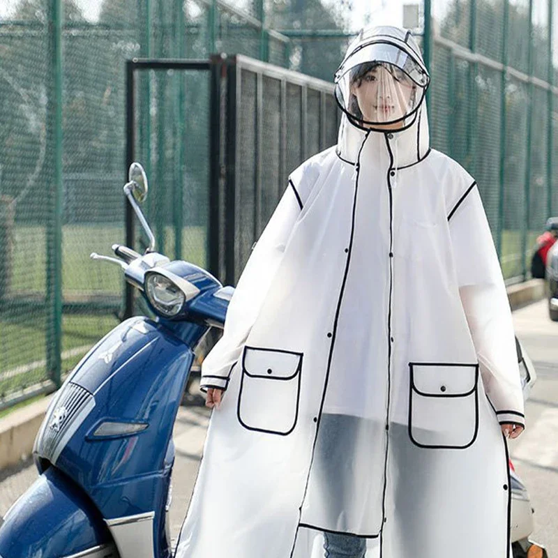Adult Raincoat Hooded One-piece Long Raincoat Reusable Poncho Outdoor Rainwear For Women And Men Transparent Waterproof Poncho
