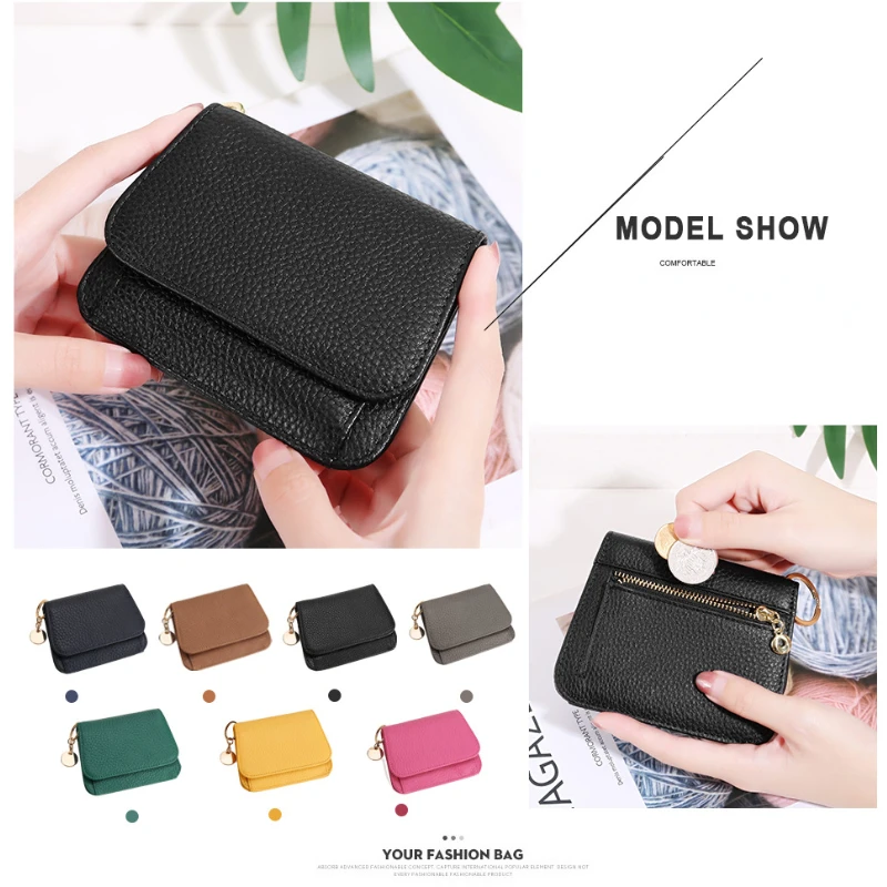 

Новый маленький кошелек для монет на молнии, милые кожаные кошельки для женщин, роскошный короткий кожаный кошелек для монет, кошелек для карт, подарок для женщин