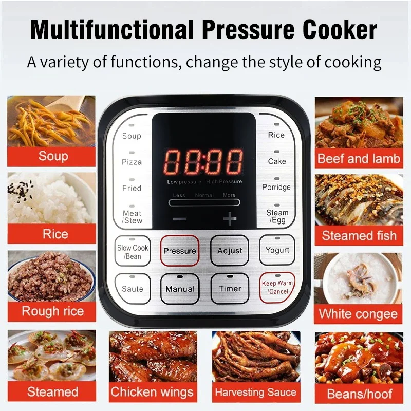Multifunction Electric Pressure Cookers 6L Soup Porridge Heating Meal Heater Kitchen Stainless Steel Multicooker Rice Cooker