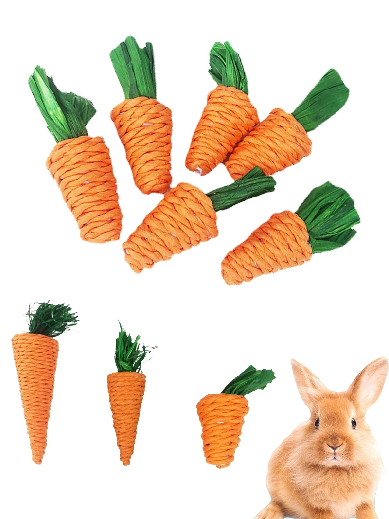 Pet Chew Toys Rabbit Small Animal Chew Treat 100% Natural Material Handmade For Bunny Chinchilla Guinea Pig Hamsters Rat