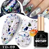 Glitter Sliver Leaf Gloss Topcoat Flash No Wipe Top Coat Gel Matte Aurora Varnish Soak Off Flake UV Gel Nail Art Seal Top Coat 1