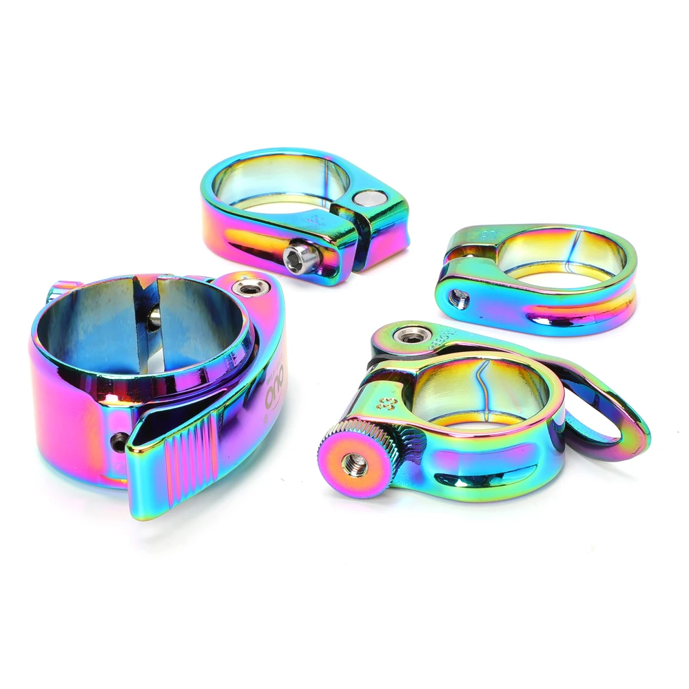 Colorful Saddle Clamp Bicycle Seat Post Clamp 28.6/31.8/34.9mm Seatpost Tube Rainbow Mtb Bike Piece bike seatpost clamp