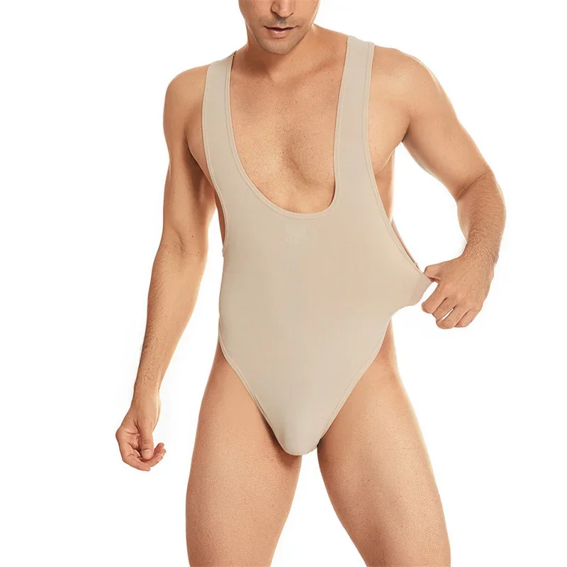 Sexy Men Undershirts Seamless Bodysuits Leotard Sports Fitness Underwear Wrestle Singlet Jumpsuits Sleepwear Sportwear One-piece