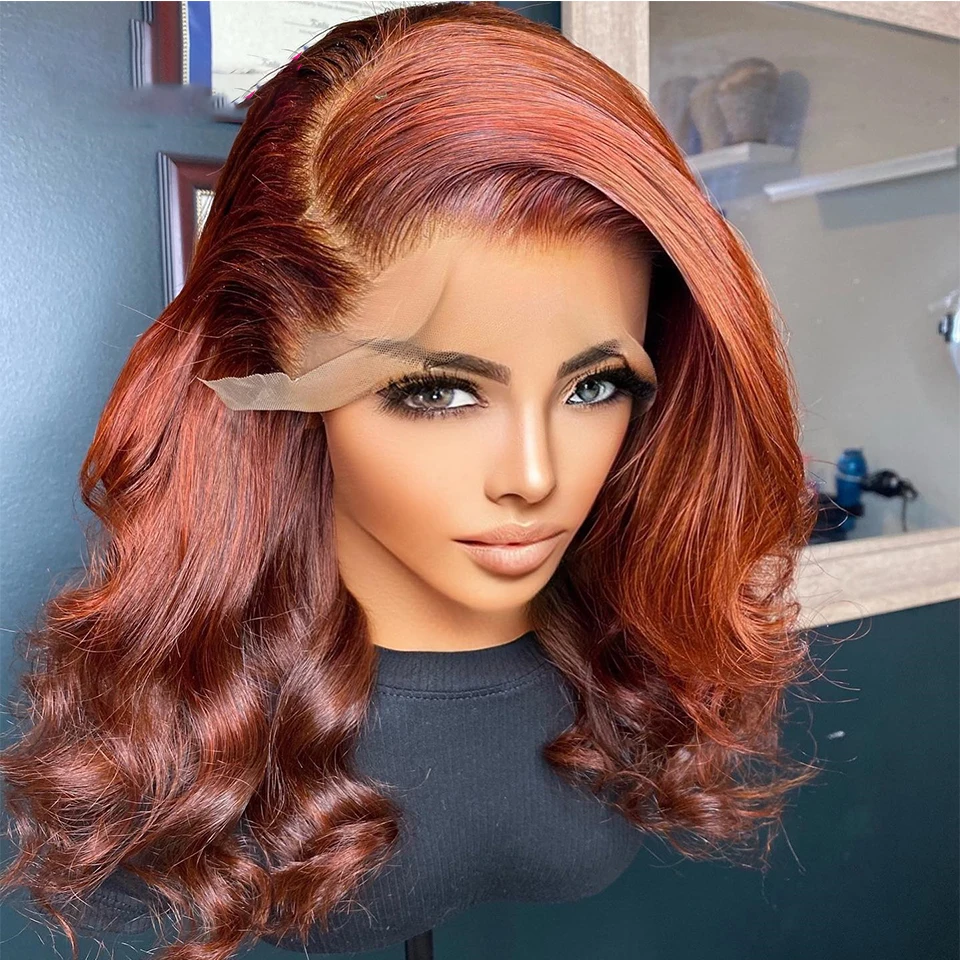 

Preplucked Soft 180%Density 26Inch Long Ginger Orange Body Wave Glueless Lace Front Wig For Black Women Babyhair Daily Cosplay