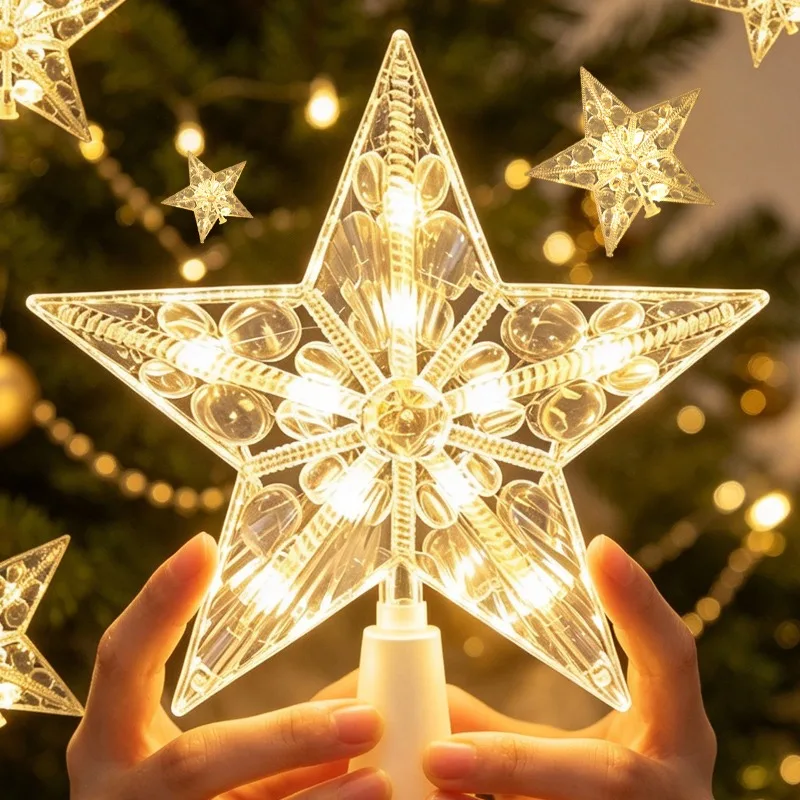 15cm Glittering Star Christmas Tree Topper Ornament