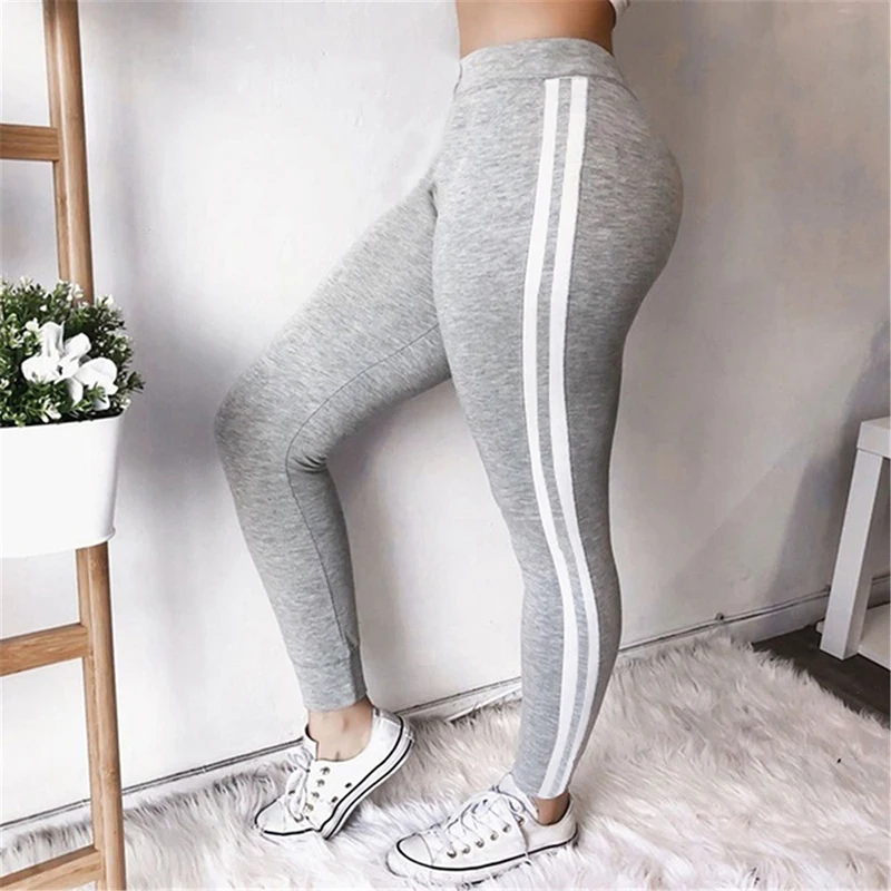 2023 Black Highly Leggings for Women Sport Gym Yoga Pants Gray Striped Oversized Trousers Casual Seamless Fitness Pantalon mujer