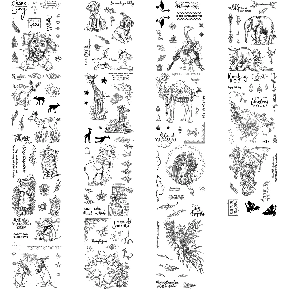 

Clever Puppy Mice Orangutan Baby Elephant Giraffe Fawn Clear Silicone Stamps 6*8 inch DIY Scrapbooking Making Template 2022