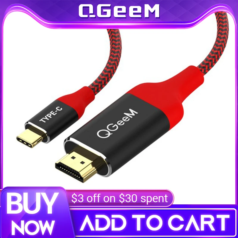 Кабель-переходник USB-C/HDMI QGeeM 4K 60 Гц USB-C дюйма Thunderbolt 3 для MacBook Huawei Samsung S10 |