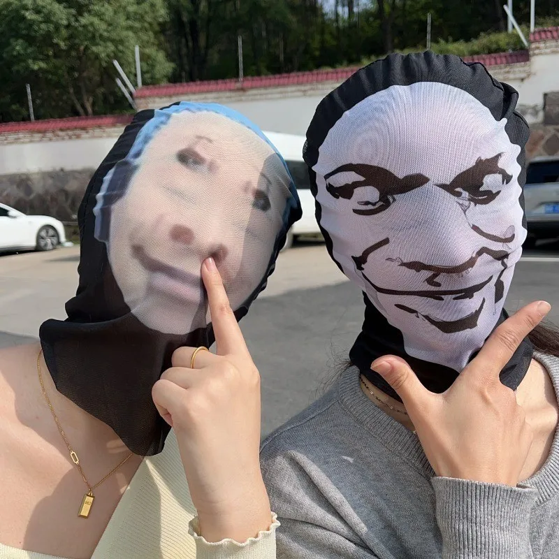 3D Printed Celebrity Realistic Face Mask Stretch Mesh Full Face Mask Men Role Play Headdress Hip Hop Balaclava Cosplay