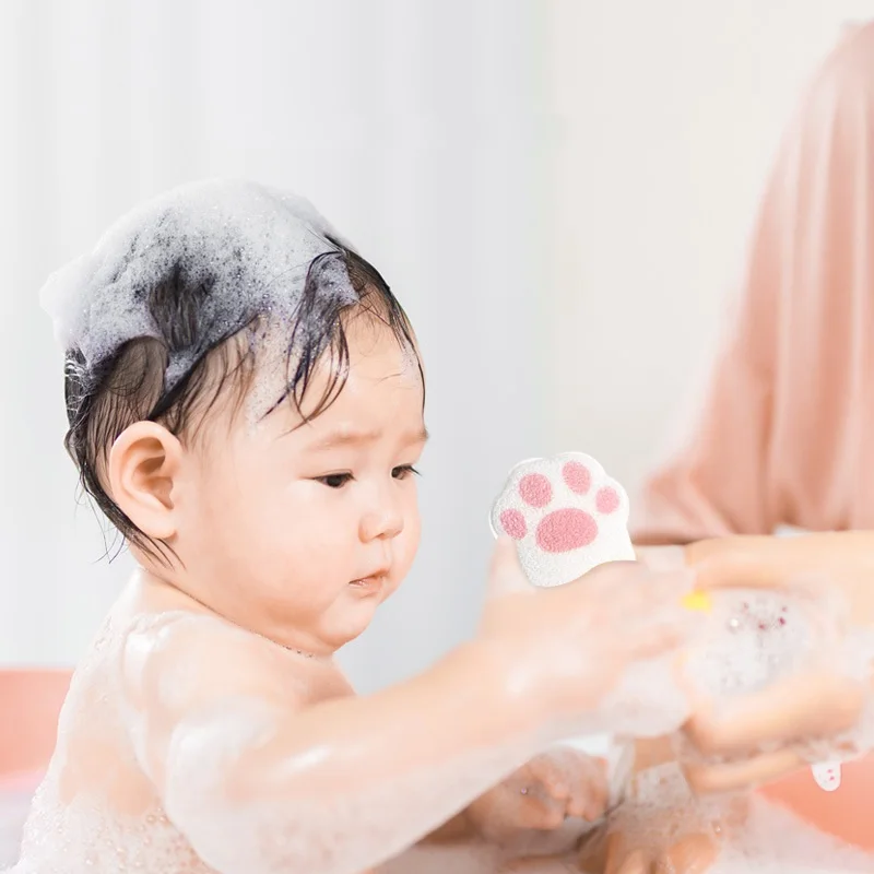 Smooth Bath Sponge Elastic Cute Cat Paw Bathing Sponge Adult Baby Body Wash Brush Clean Brush Bath Towel baby bath sponge shower sponge ball