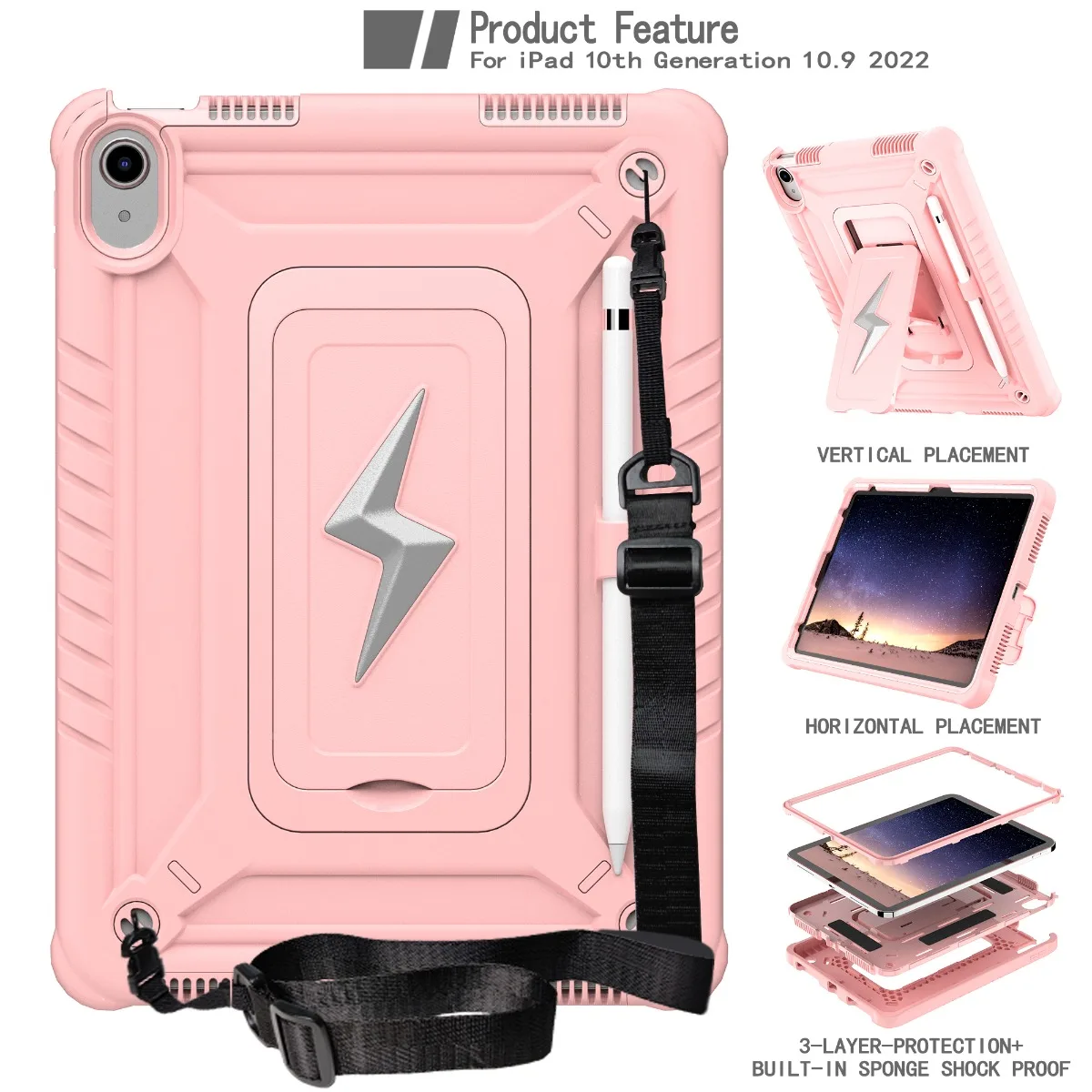 Shockproof & Drop-Resistant Tablet Case with Stand and Shoulder Strap