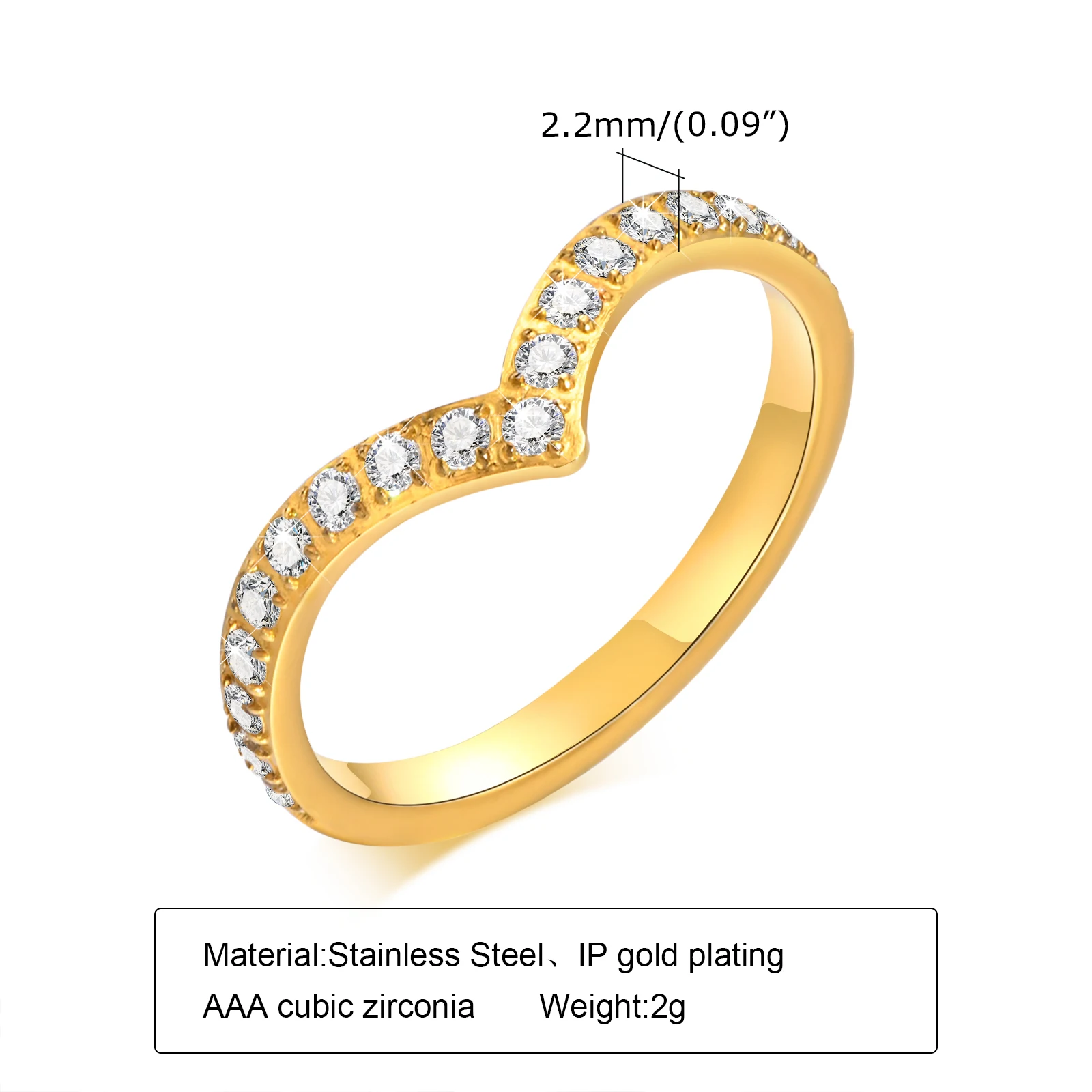 Bague Femme En Acier Inoxydable Poli Avec CZ AAA - Mode Solitaire Ronde - Tailles 5 à 10 - Idéale Anniversaire