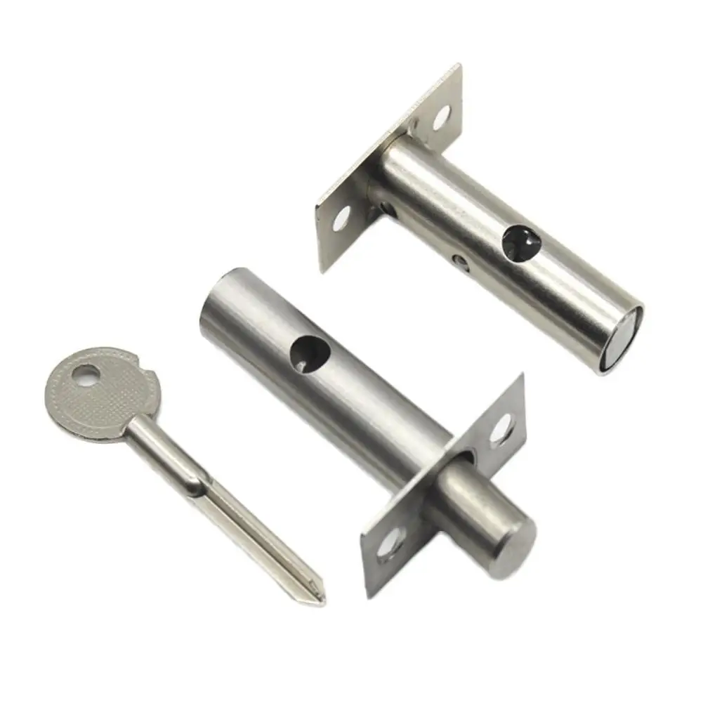 Steel Invisible Lock Core Hardware Pipe Tube Security Door Well Locks 1set for Fireproof Escape Mortise Aisle Lock steel door locks