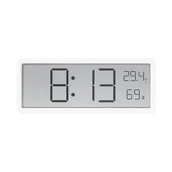Digital Wall Clock with Time, Temperature, and Humidity Display - Modern Home Decor Piece (White)