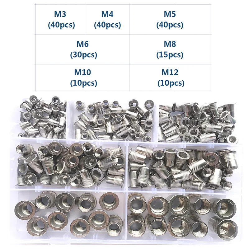 thumbnail image 2 of Idomin 304 Stainless Steel Rivet Nut Flat Head Thread Insert Nuts Rivets Hex Allen Screw Set Hexagonal Bolt Rivnut M3 M4 M5 M6 M8 M10(M5 (10Set 2 of 12
