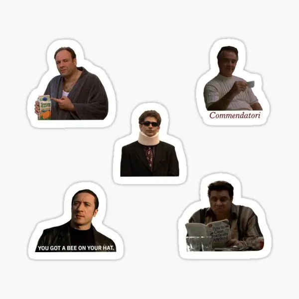 Greatest Hits Sopranos Pack 5PCS Stickers for Kid Laptop Funny Background Car Print Cute Window Cartoon Bumper Decor Luggage