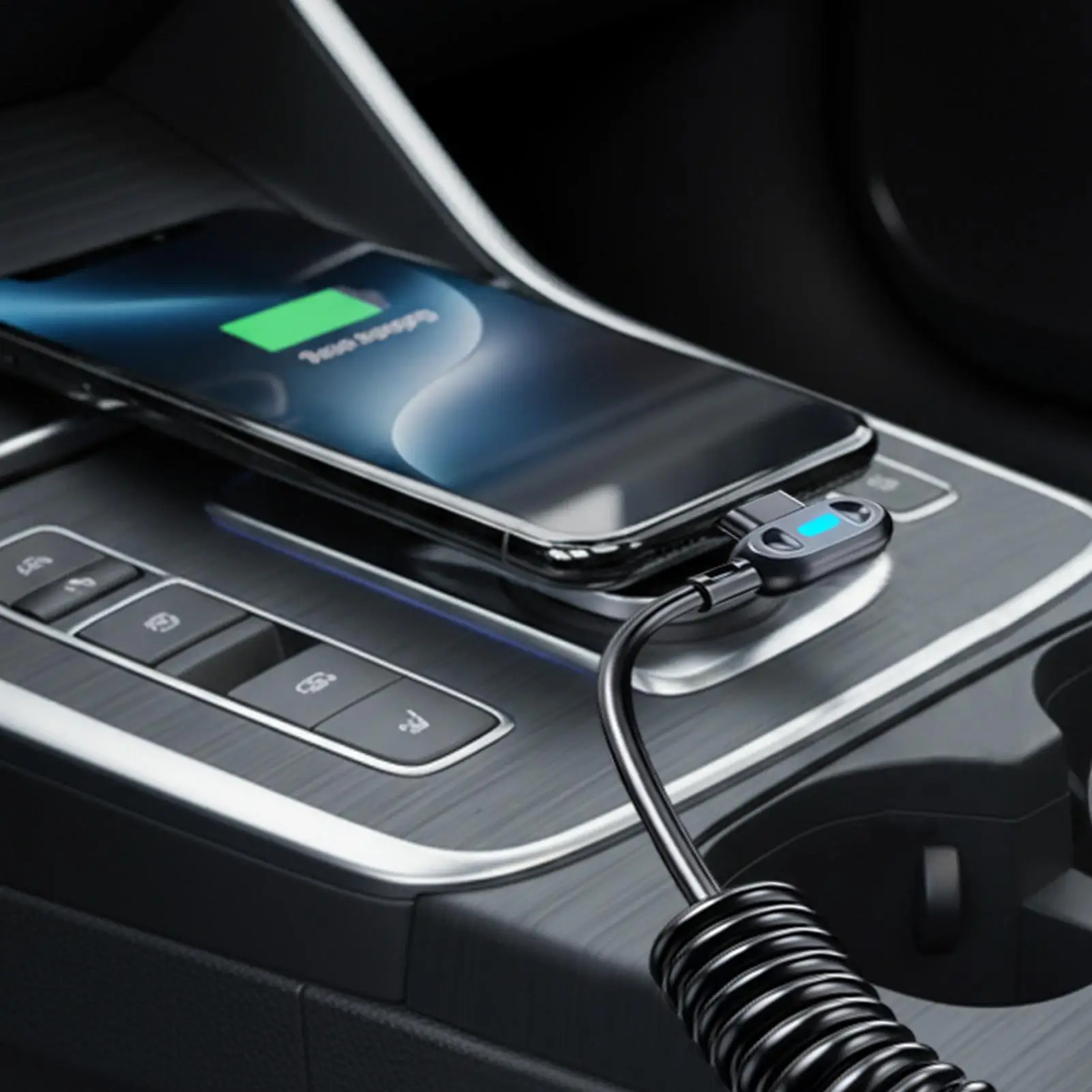 Type C Charge Cable Highly Elastic Luminous Coiled Retractable Type C Cord For Trailer RV Truck Automotive Sedan Pickup Men