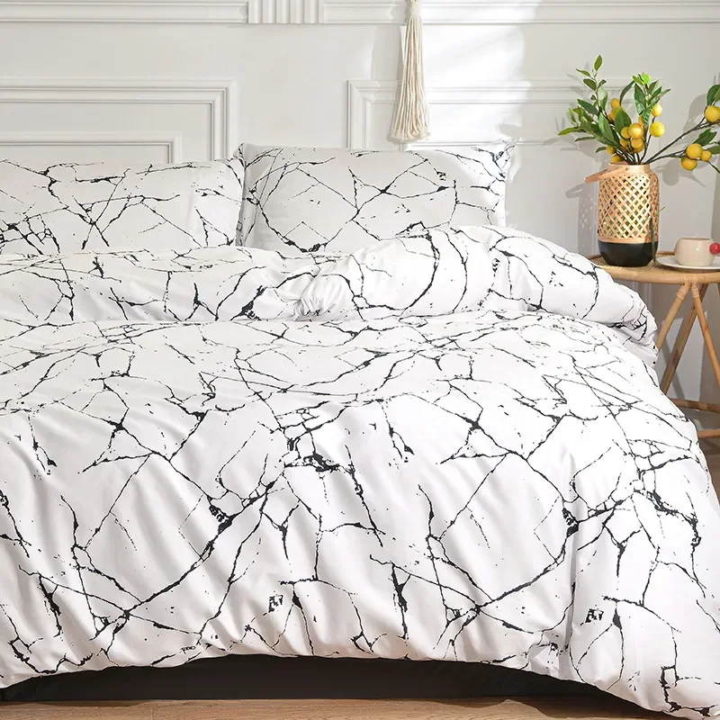 

Black and White Bedding Set for Double Bed sabanas cama matrimonial Queen/King Comforter Sets Single Duvet Cover with Pillowcase
