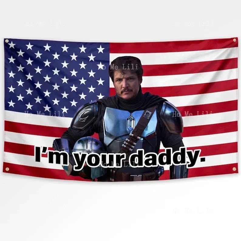 Pedro Pascal Mandalorian American Flag College Dorm Wall I Am Your Dad Tapestry Decorated With Fun