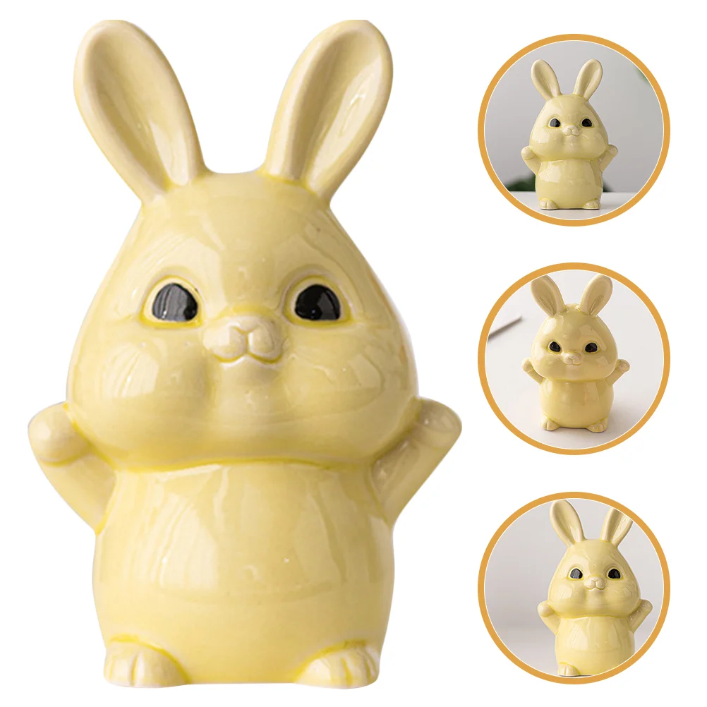 

Cartoon Rabbit Ornament Decor Animals Decorations Ceramic Bunny Ceramics Model