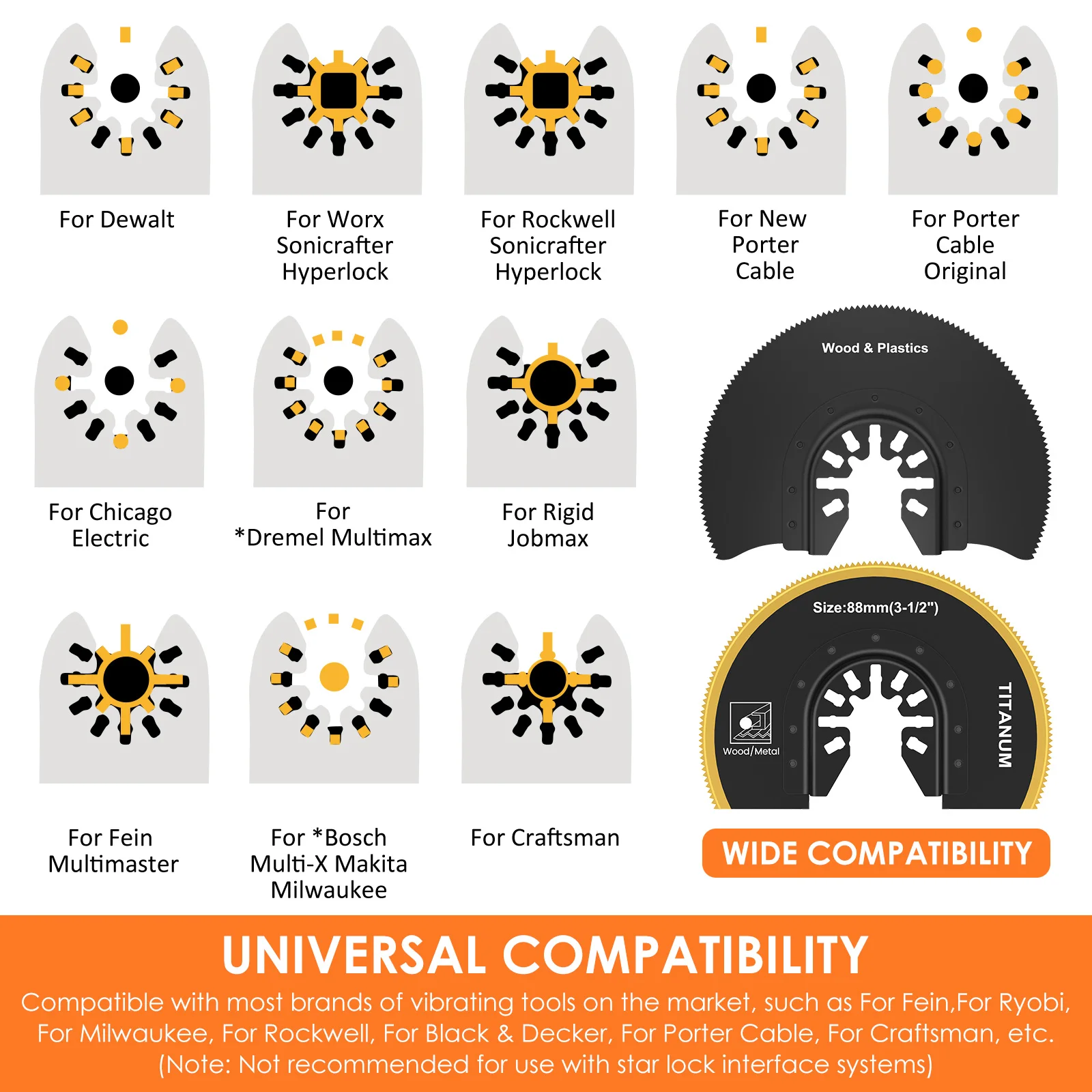 4/6 Pcs Oscillating Saw Blades Multi Tools Saw Blade Universal Semi Circle Titanium Bimetal Saws Blades for Cutting Wood Plastic