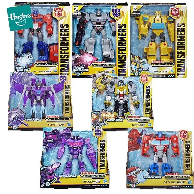 

Original Hasbro Transformers Cyberverse Action Figure Leader Optimus Prime Bumblebee Anime Figure Soundwave Toys for Boys Gift