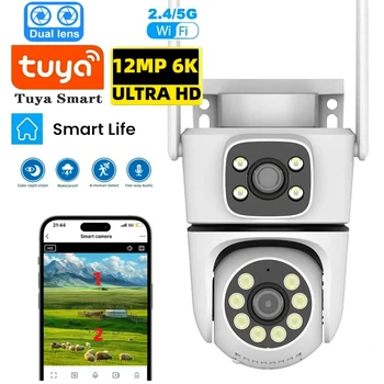 5G 10MP 12MP Tuya Wifi PTZ Camera Dual Lens Security Camera IR Human Detection Outdoor Wireless Surveillance Camera Tuya 1