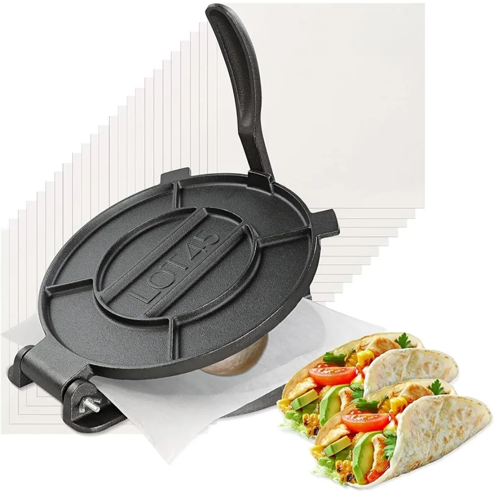 

Lot45 Tortilla Press 12-дюймовый-чугунный ручной аппарат для приготовления Роти теста пресс для кукурузных тортил, тамариков,