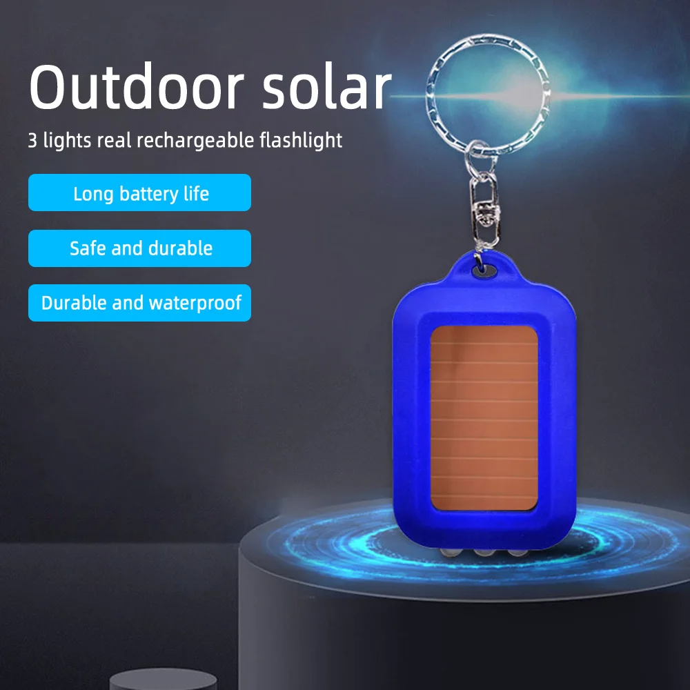 True Charge Solar Keychain Lighting Mini LED 3 Light Flashlight Used in Outdoor Environment Mountaineering Camping and Hiking