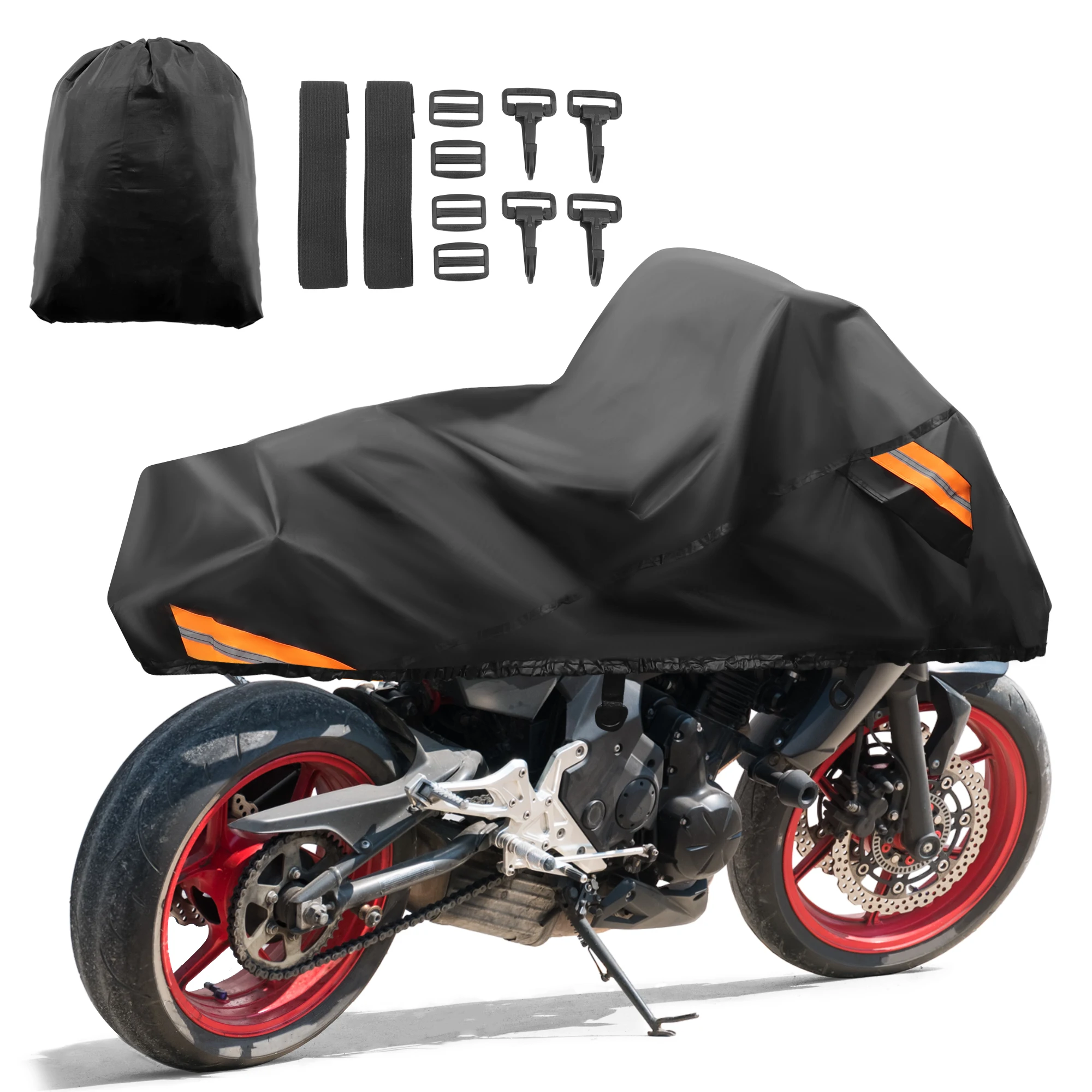 X AUTOHAUX Lichte halve motorhoes voor buiten, waterdicht, regenbescherming, stofdicht, geschikt voor de meeste grote motorfietsen, straatfietsen, cruisers, zilver, XL X AUTOHAUX Lichte halve motorhoes voor buiten, waterdicht, regenbescherming, stofdicht, geschikt voor de meeste grote motorfietsen, straatfietsen, cruisers, zilver, XL