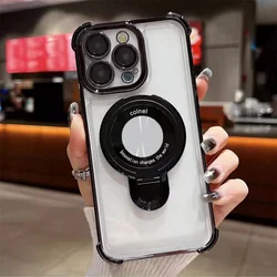 Luxury Metal Bracket Transparent Phone Case with Hanging Rope for Redmi 9C (1)