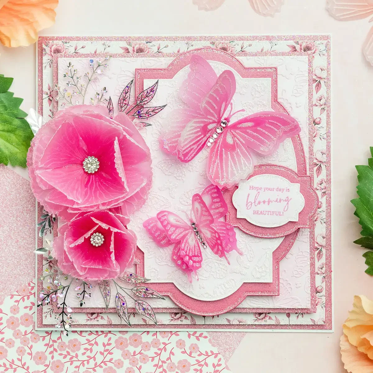 모란 꽃 나비 팬시 사각형 금속 커팅 다이 배경 핫 포일 클리어 스탬프 DIY 카드 만들기 스크랩북 2026
