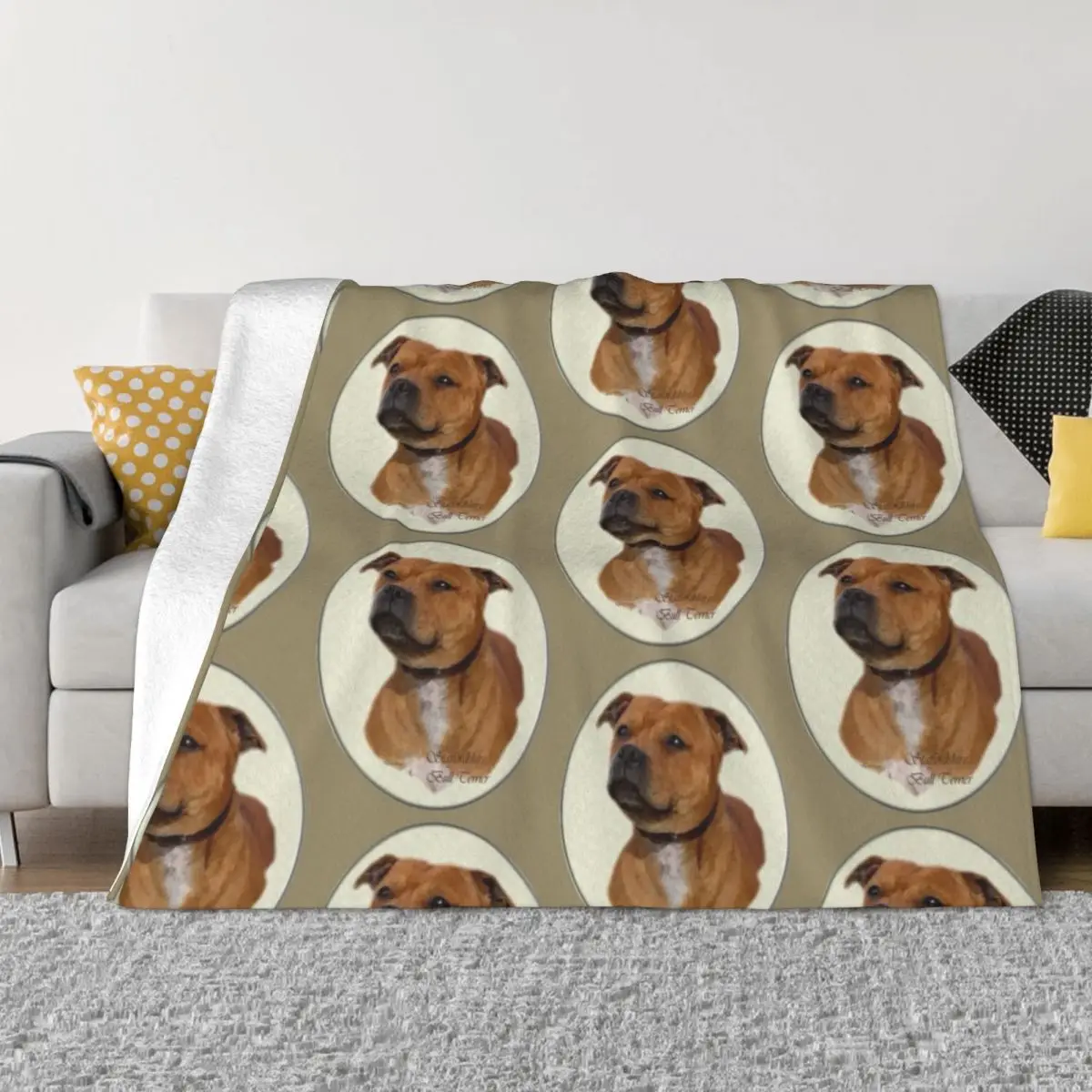 Stafter Bull Terrier Art Gifts Throw Blanket Bed Plaid Weighted Thermals For Travel Camping Coperte Decorative Per Divani