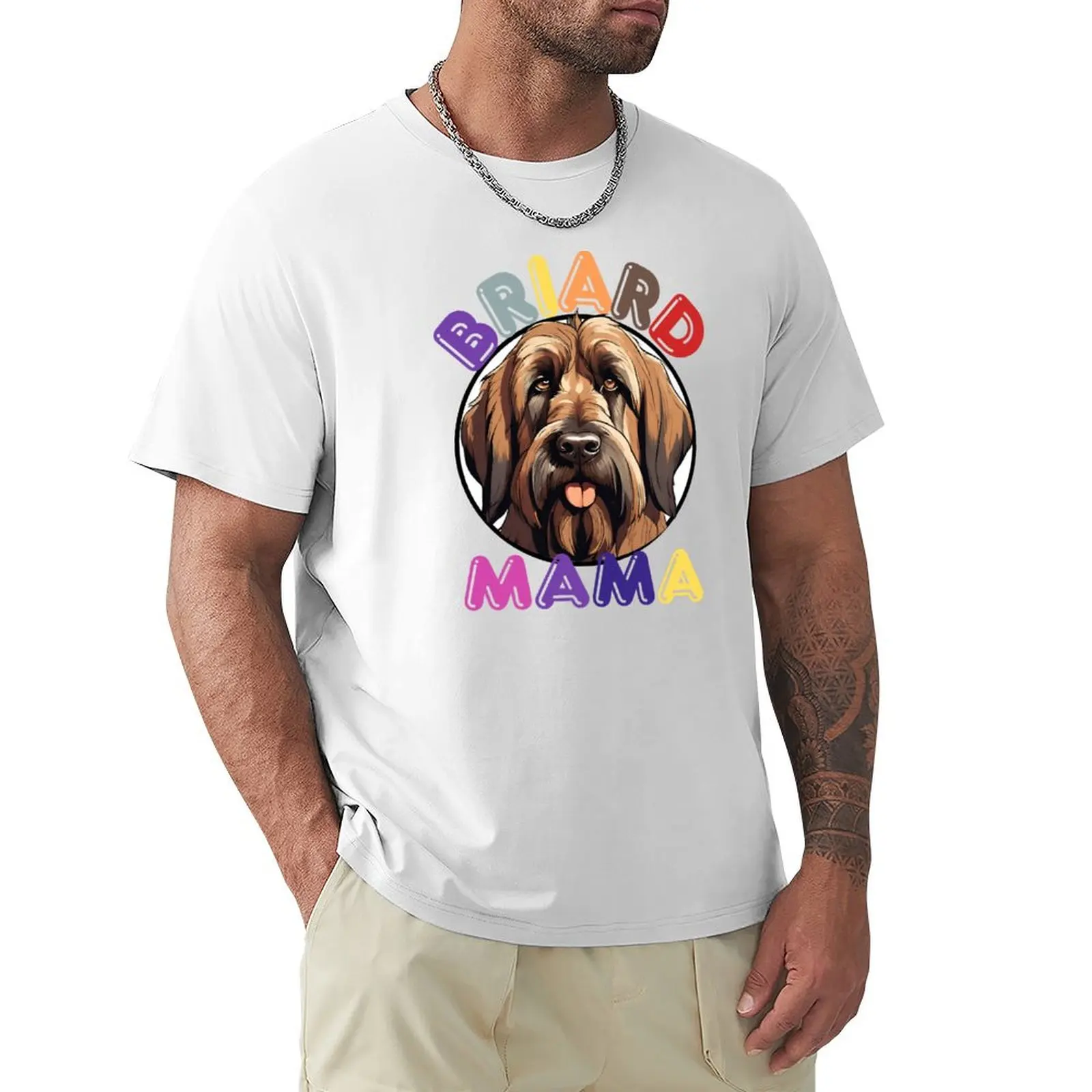 

Colorful Aesthetic With a Dog Breed Briard Dog Dog Mama T-Shirt anime new edition customizeds oversized t shirts for men