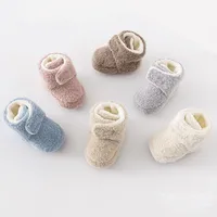Newborn Baby Boy Girl Winter Fluffy Training Shoes Fleece Inside Infant Toddler Boots Velcro Sneakers Soft Casual Chaussure Sock 1
