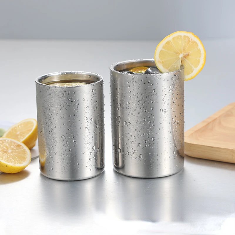 Double Wall Tumbler Stainless Steel Silver Beer Mug Double Wall Coffee Tea Wine Milk Tumbler Portable Travel Water Cup Kitchen Drinkware 350ml/500ml