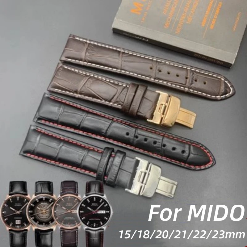 

Cow leather Watchband for MIDO baroncelli Ocean star Commander Multifort M005 Cowhide strap 20mm 21 22mm 23mm bracelet with logo