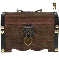 Wooden Treasure Box Piggy Bank Storage Containers Money Saving Antique Design Vintage Chest Handmade Kids Gift Home Storage 1