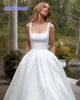 Customized Simple Wedding Gowns Elegant Satin A Line Bride Dress With Pocket Spaghetti strap Backless Bridal Dress Wedding Dress 3