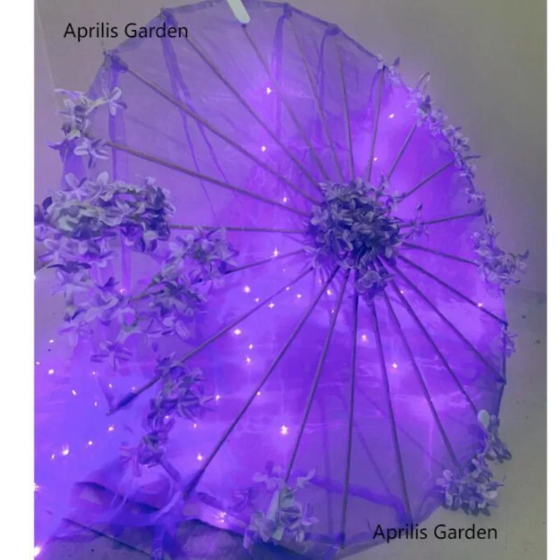 Aprilis Garden Purple LED Yarn Silk Cloth Decorative Umbrella Parasol Princess Lace Chinese Japan Umbrella Craft Party Cosplay mini umbrella,folding umbrella,automatic umbrella,mini sun umbrella,wind resistant umbrella,sun umbrella,automatic sun umbrella,windproof umbrella,manual umbrella,reverse folding umbrella