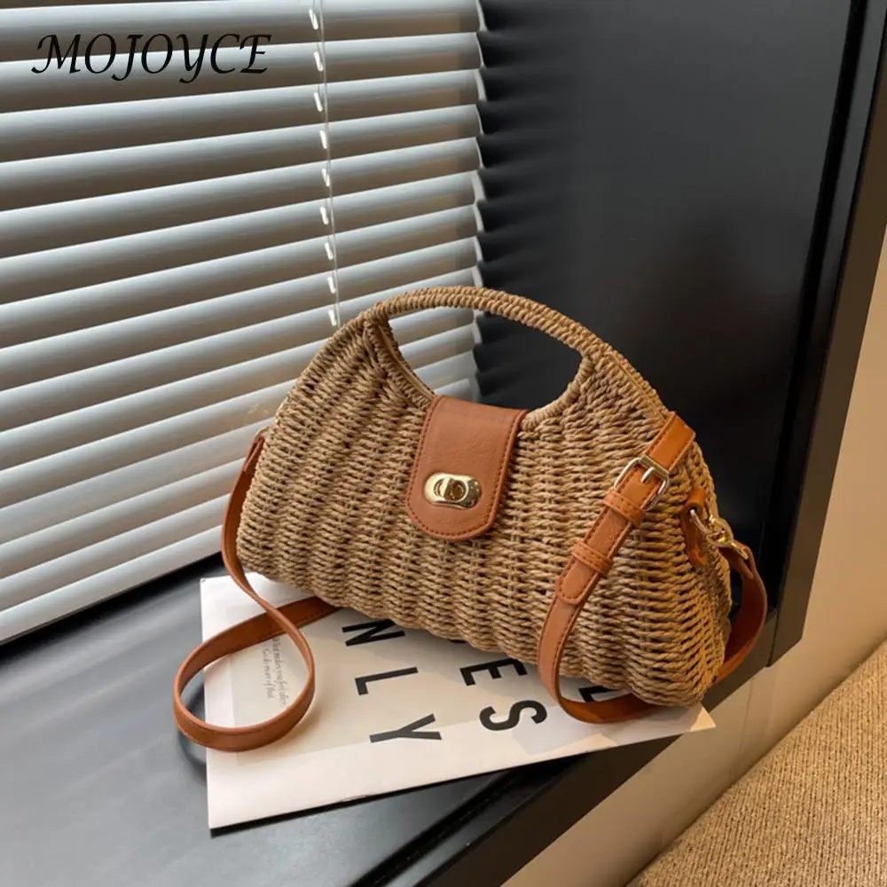 Women Crossbody Bags Handmade Summer Woven Shell Hand-Woven Bag Fashion Holiday Casual Simple Elegant Lady Beach Purse