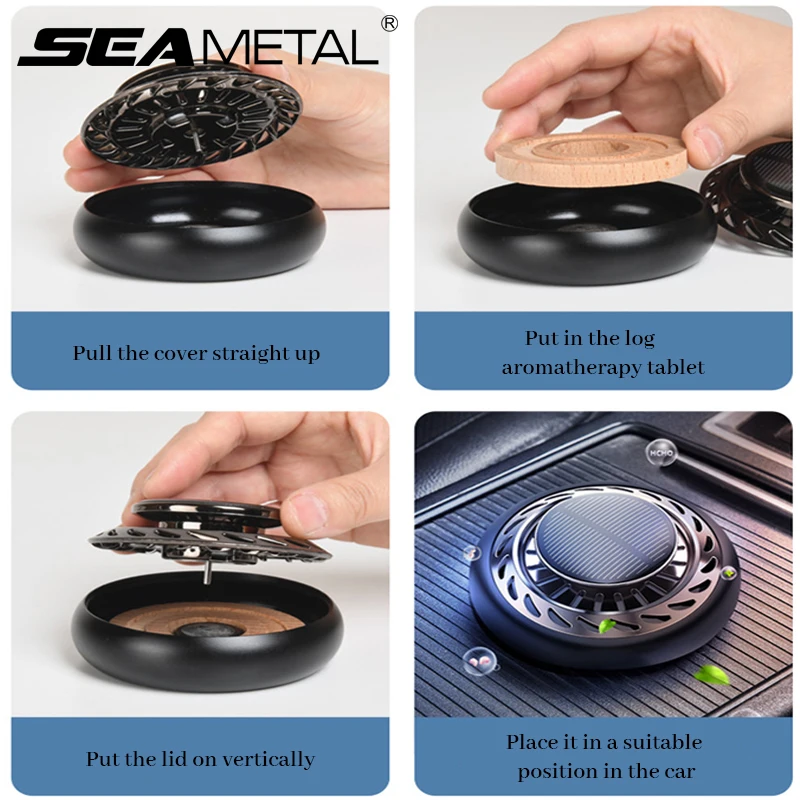 Solar Car Air Freshener Auto Rotation Diffuser