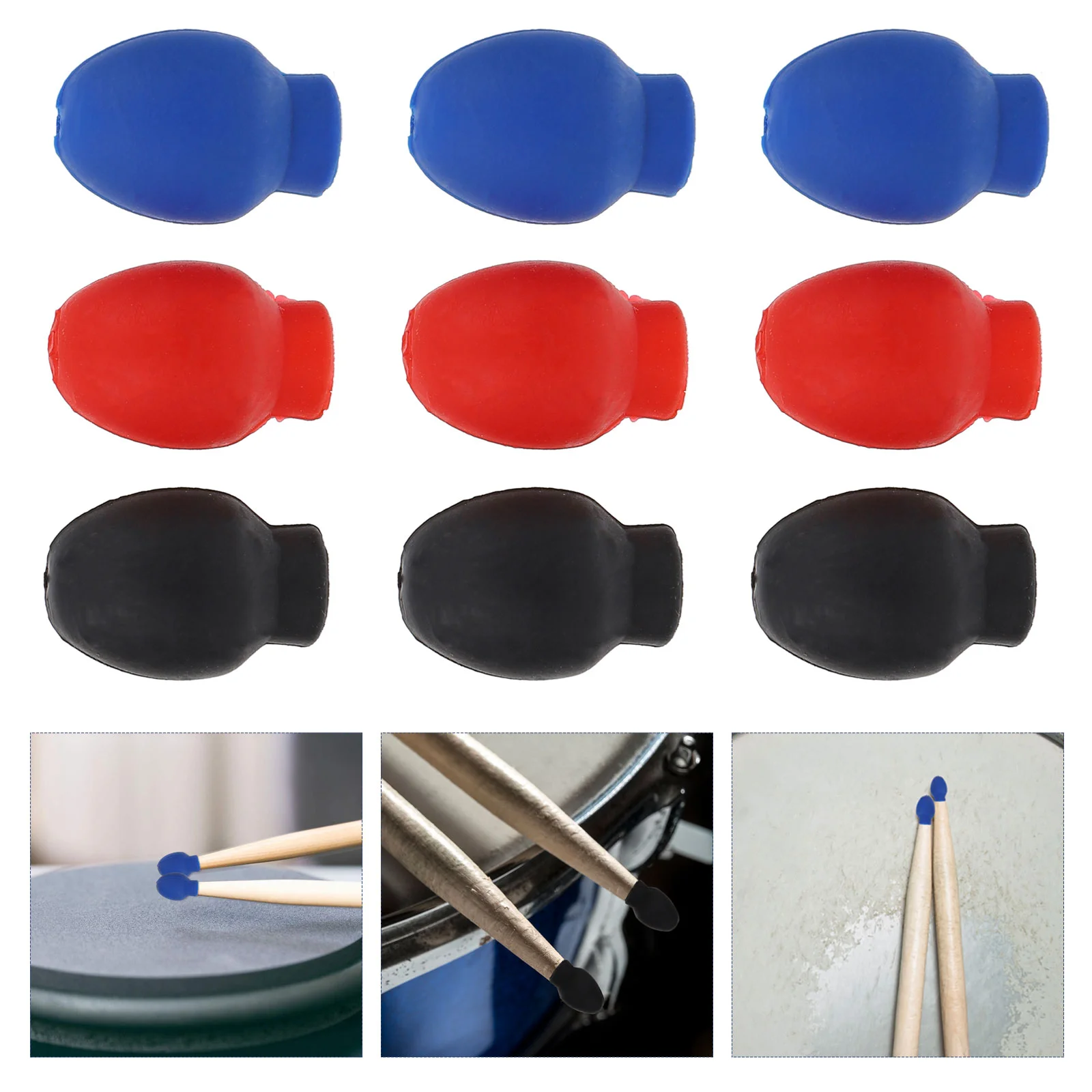 

6 Pairs Rubber Drumstick Covers Mute Tip Sleeve Accessories Practice Percussion Replacement