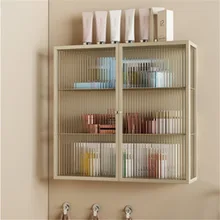  Glass cabinet small apartment household hanging cabinet bathroom balcony storage cabinet 